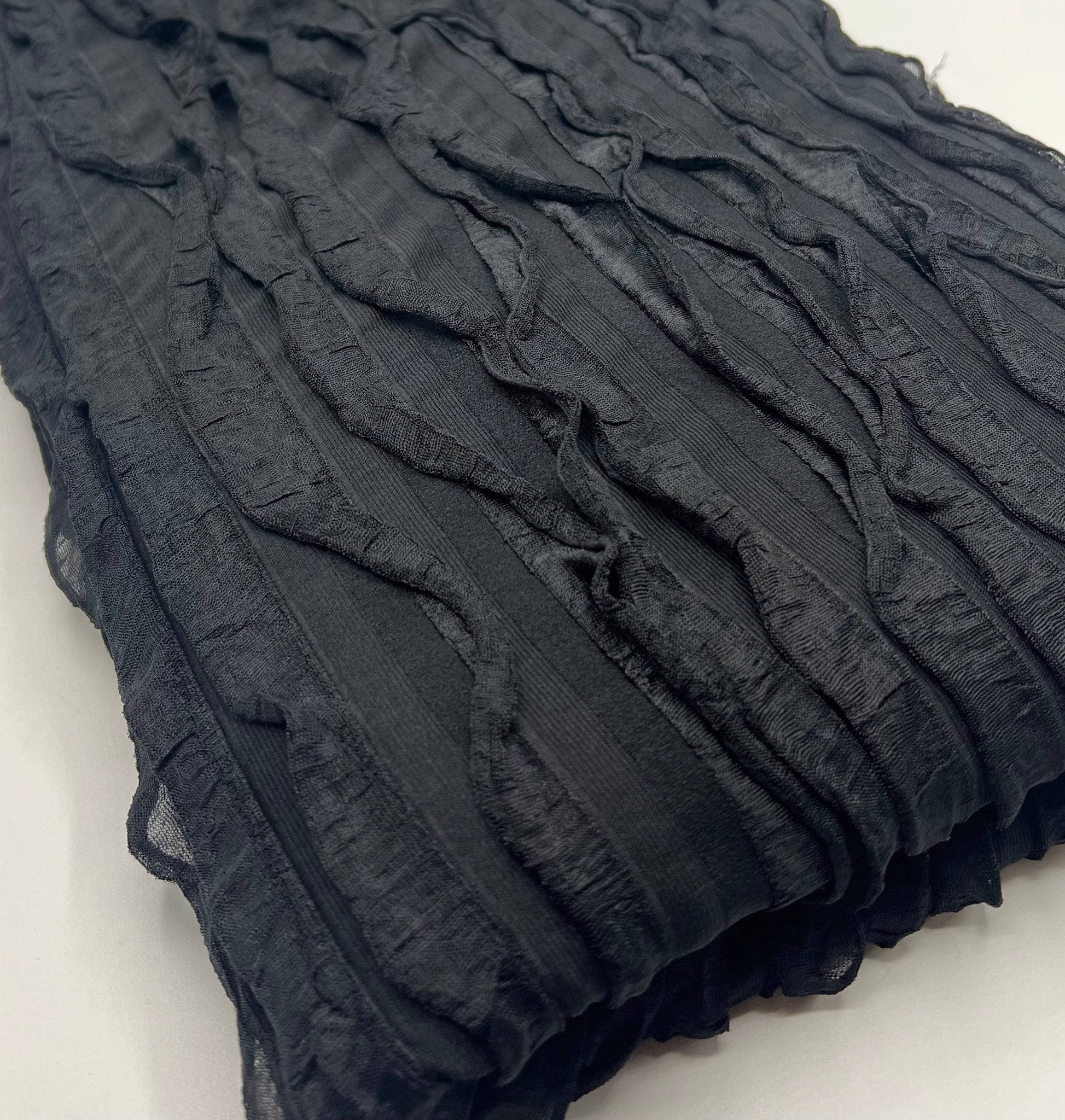 Black Ruffle Textured 4 Way Stretch Fabric - T9 Fabrics